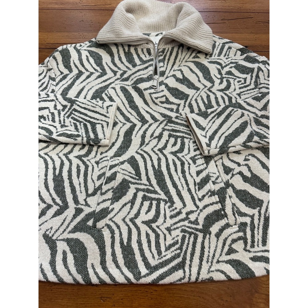 nicole miller animal print‎ 1/4 zip sweater with pockets women's xs